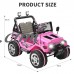 Uenjoy Kid's Power Wheels 12V Ride on Car Ride on Truck 2 Speeds with Remote Control/ Leather Seat/ UV Lights Red   